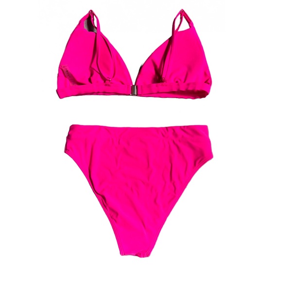 SUUKSESS HOT PINK HIGH WAISTED CHEEKY TRIANGLE BIKINI SIZE SMALL - Picture 4 of 11
